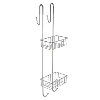 Zuhanykabinra akasztható polc, 2 szintes, 70 cm, krómozott