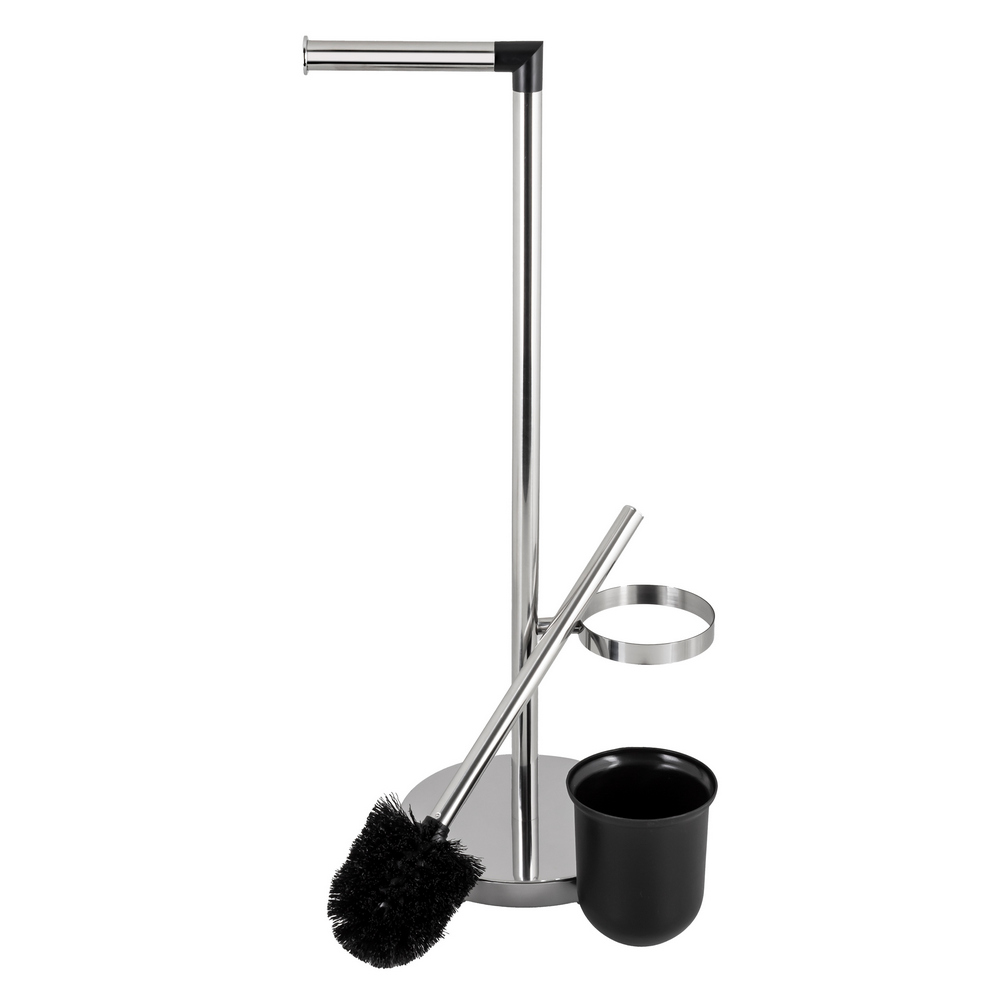 WC-garnitúra állvány, függesztett kefével, ezüst–fekete – 3. kép