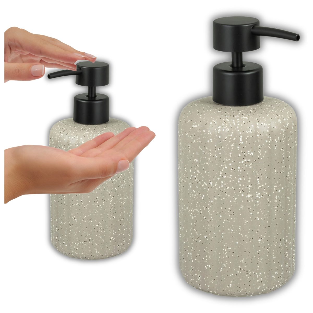 Szappanadagoló, Peru, kőagyag, barna pettyes, 450 ml – 4. kép